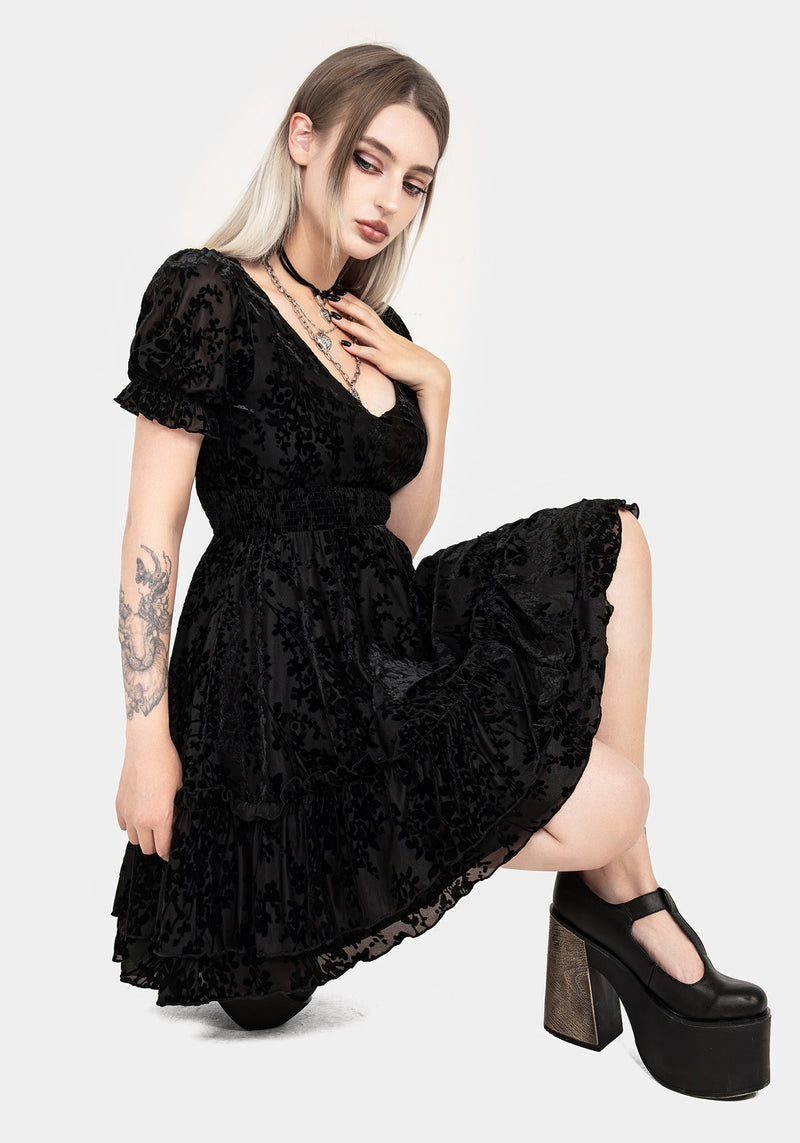 Lilias DevorÃ© Velour Mesh Tiered Mini Dress