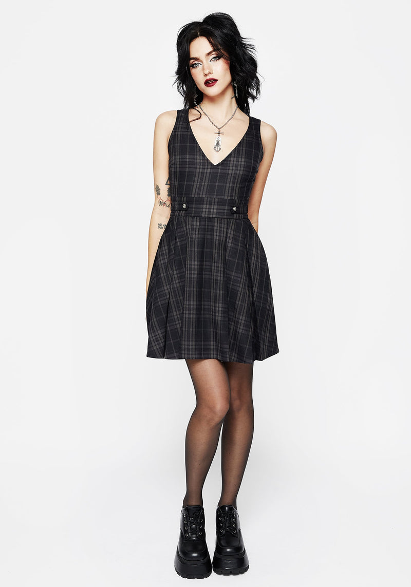 Reckless Check Mini Pinafore Dress