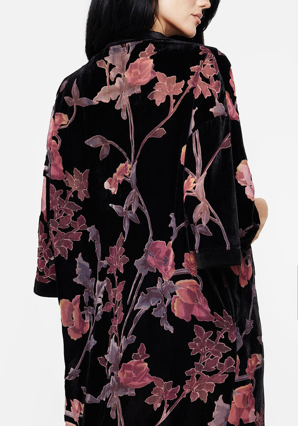 Waterlily Burnout Fringe Besatz Langschnitt Kimono