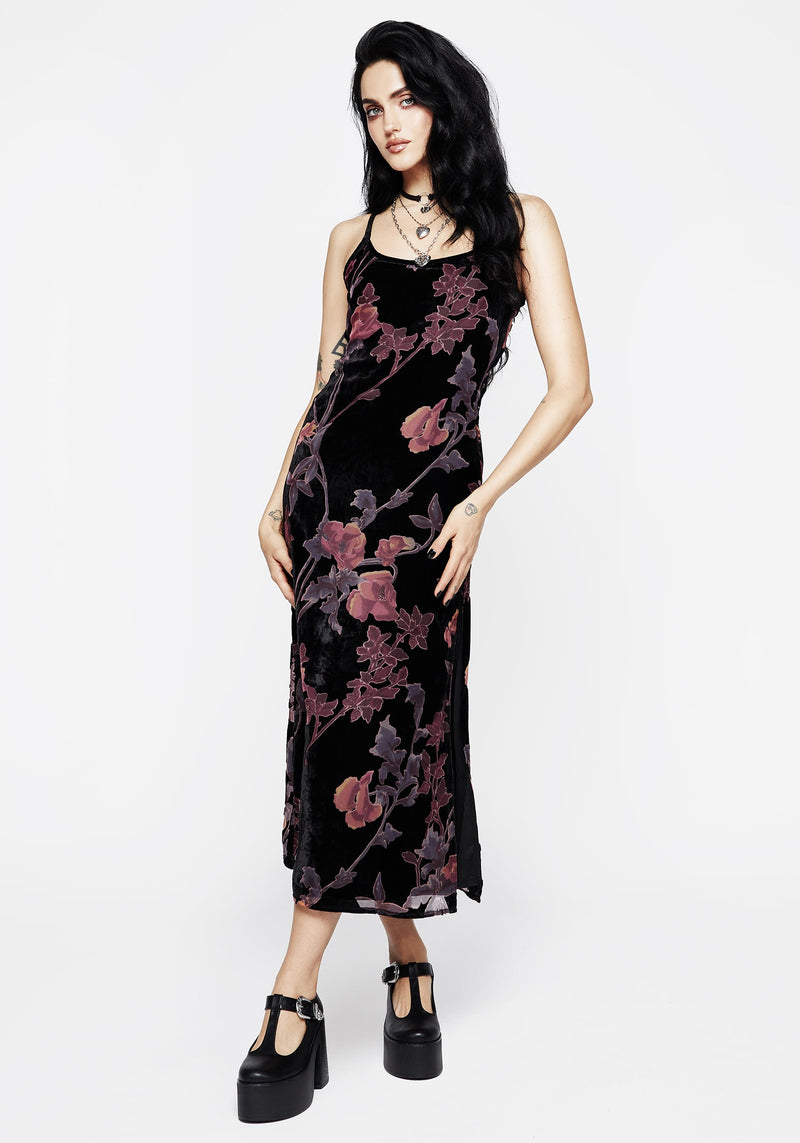 Waterlily DevorÃ© Velour Midaxi Slip Dress