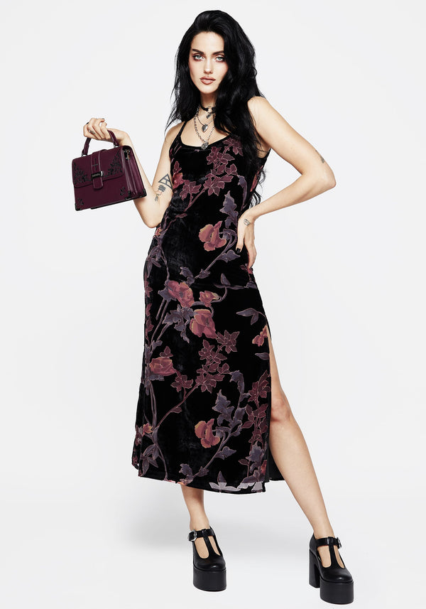 Waterlily DevorÃ© Velour Midaxi Slip Dress