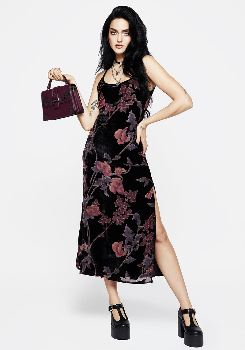 Waterlily DevorÃ© Velour Midaxi Slip Dress