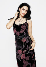 Waterlily DevorÃ© Velour Midaxi Slip Dress