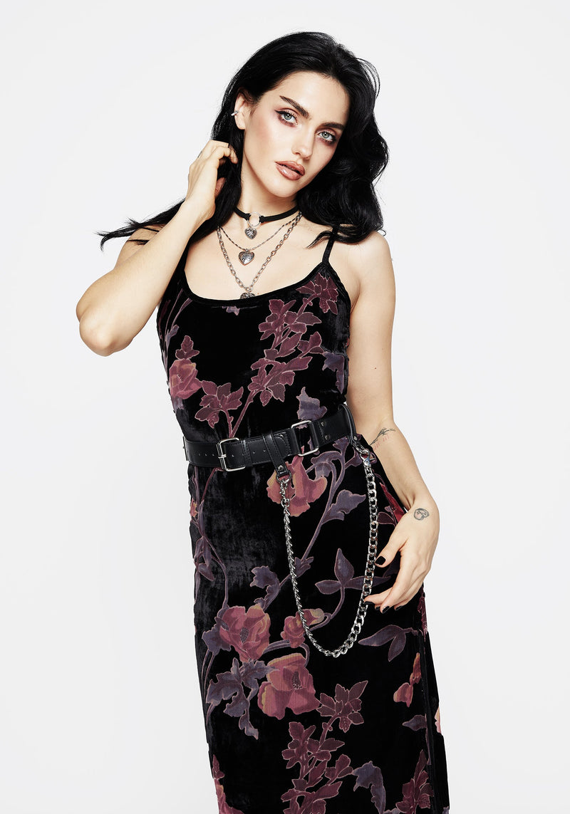 Waterlily DevorÃ© Velour Midaxi Slip Dress