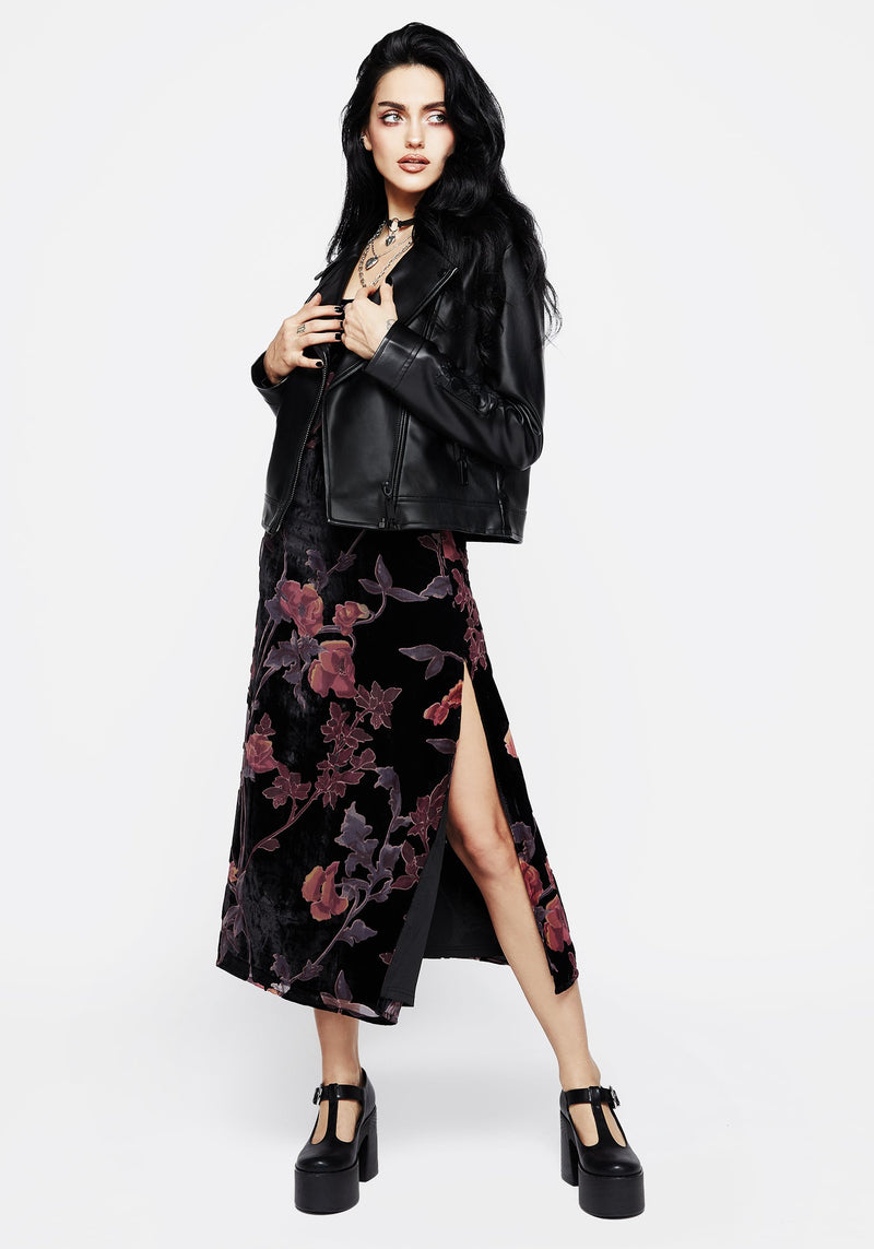 Waterlily DevorÃ© Velour Midaxi Slip Dress