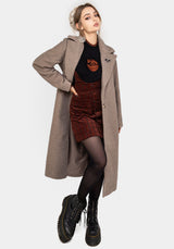 Gorgon BouclÃ© Longline Oversized Coat with Bee Brooch - Taupe
