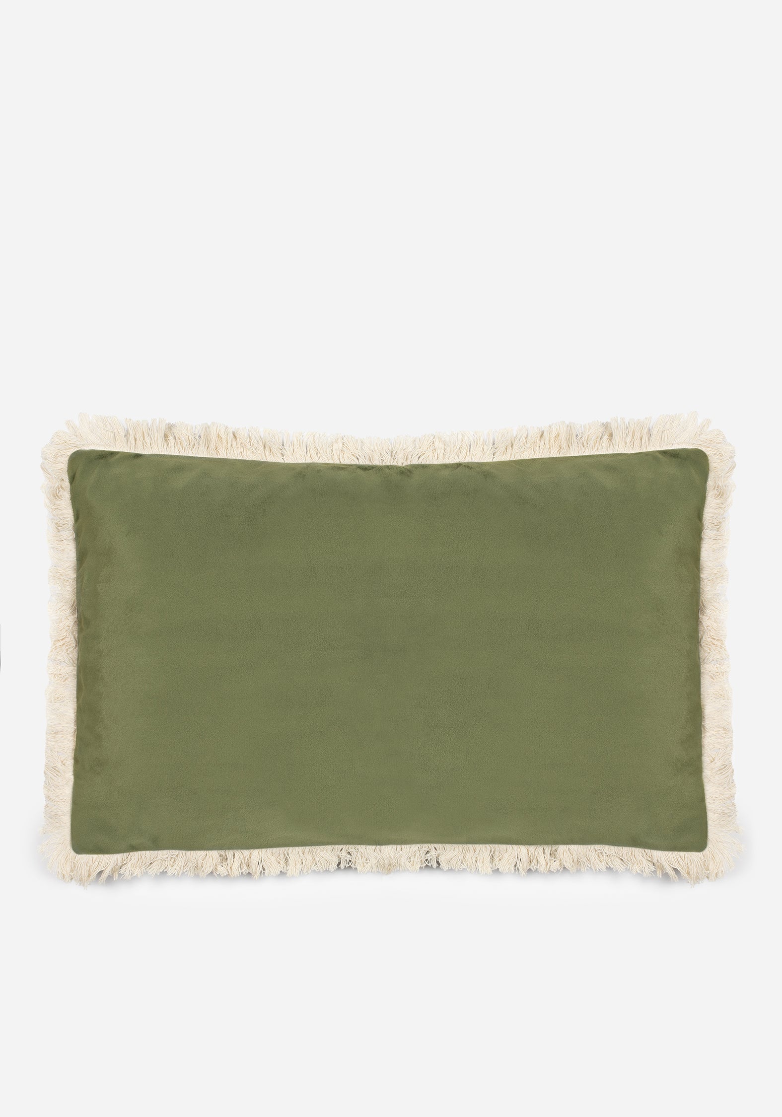 Swamplife Embroidered Velour Rectangle Fringe Cushion