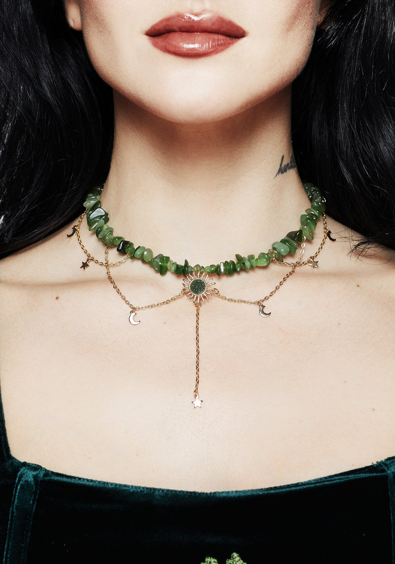 Aurora Gem Choker Necklace - Green