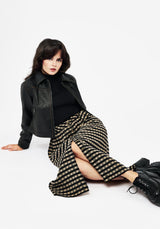 Sensus Check Button Front Midi Skirt