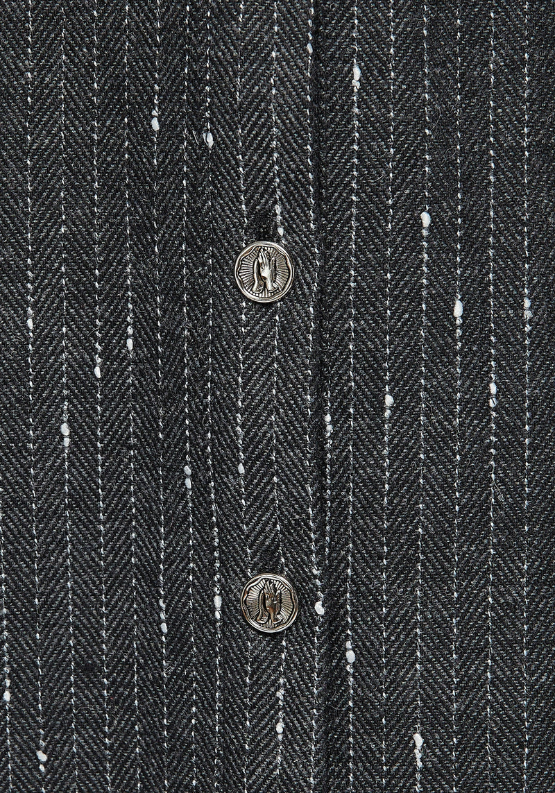 Isabella Wool Blend Button Up Mini Pinafore Dress