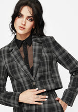 Checkmate Check Crop Blazer - Black