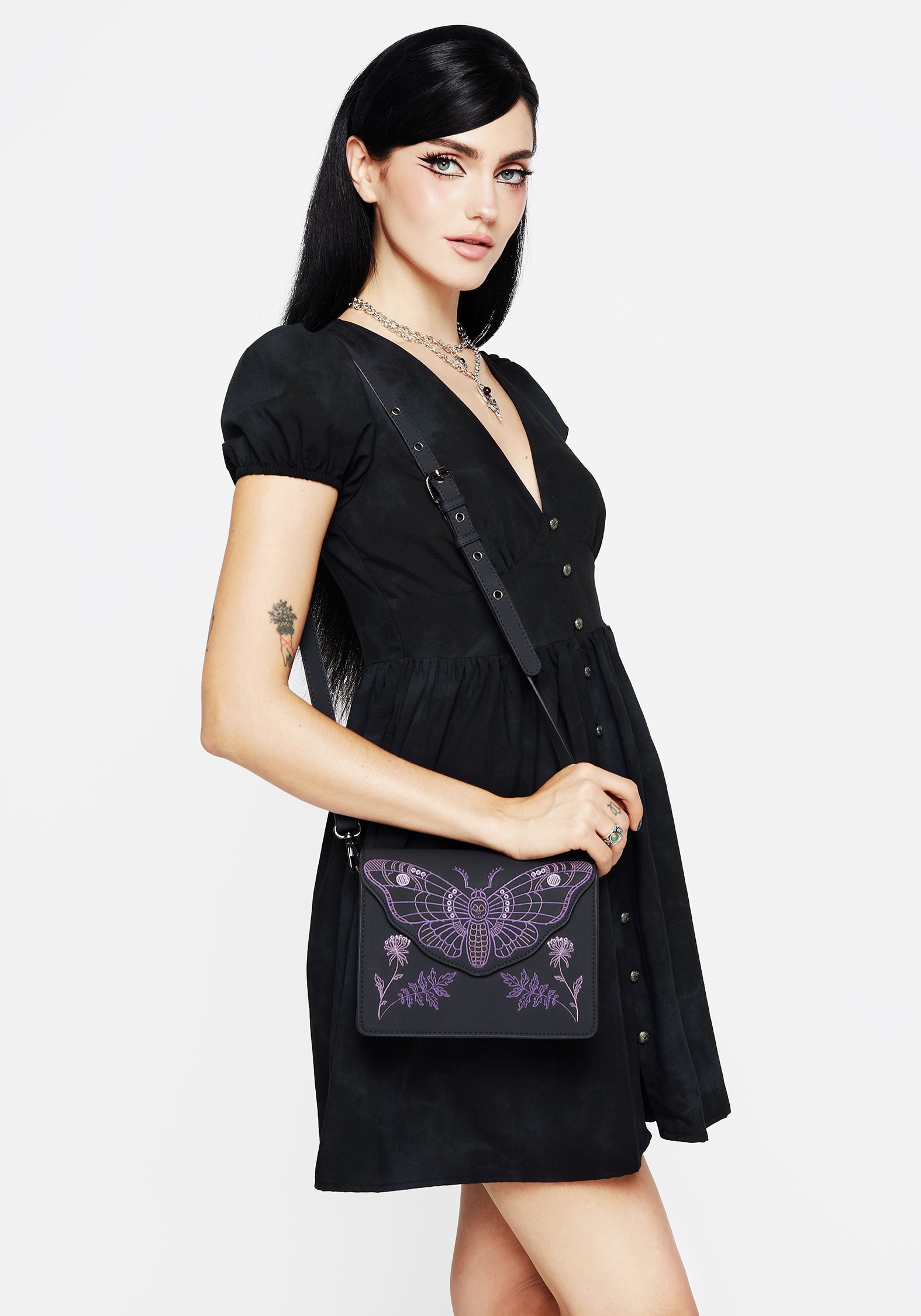 Atropos Moth Embroidered Mini Crossbody Bag