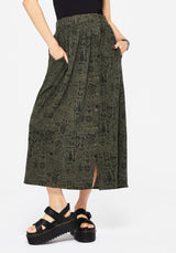 Taddea Cotton Side Button Up Maxi Skirt