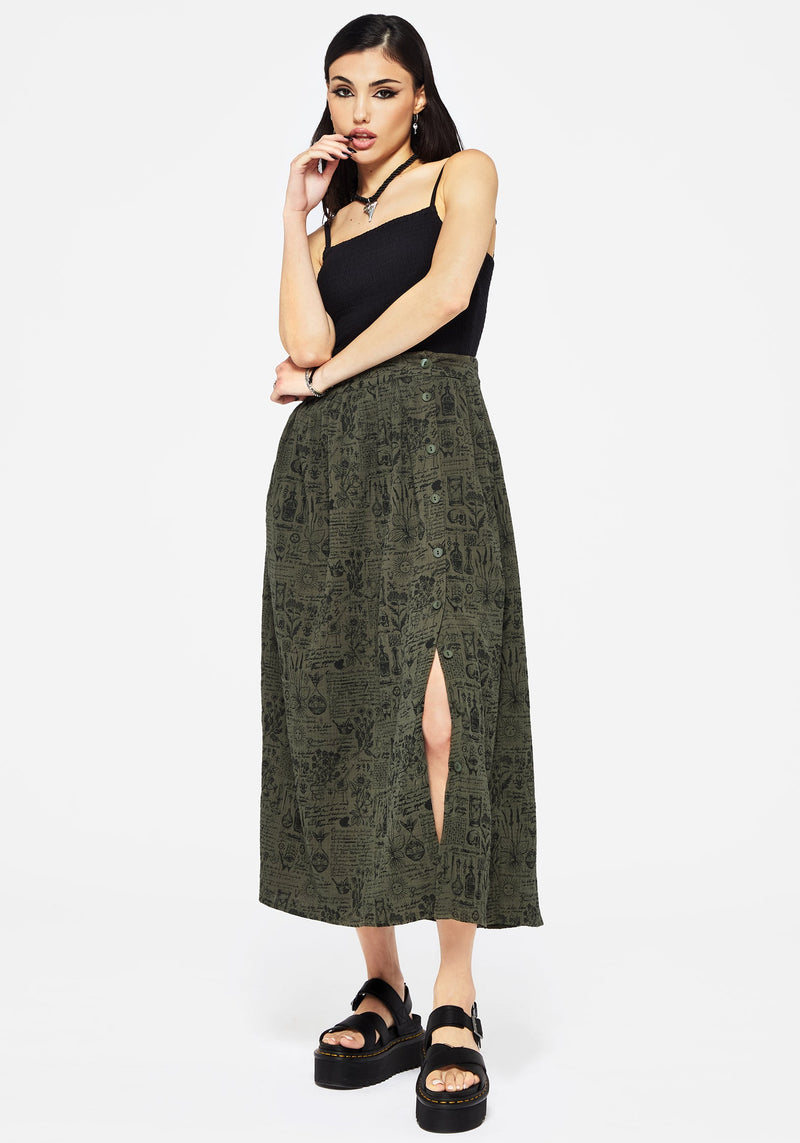 Taddea Cotton Side Button Up Maxi Skirt