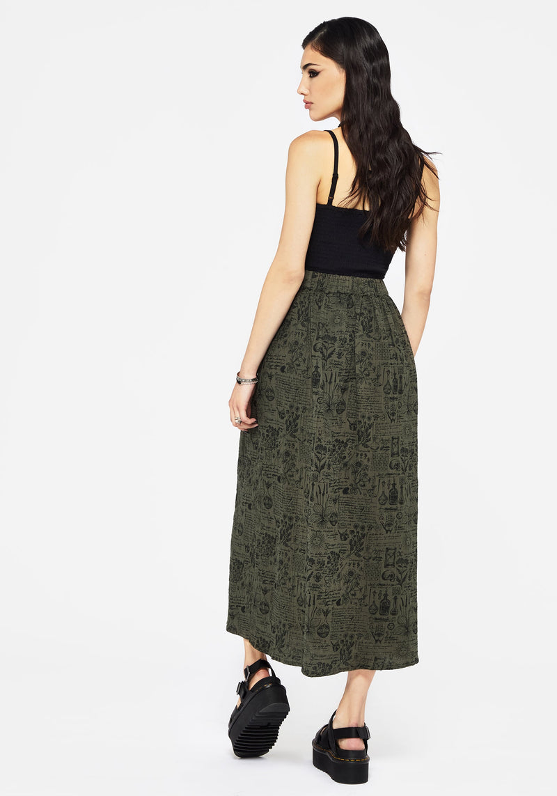 Taddea Cotton Side Button Up Maxi Skirt