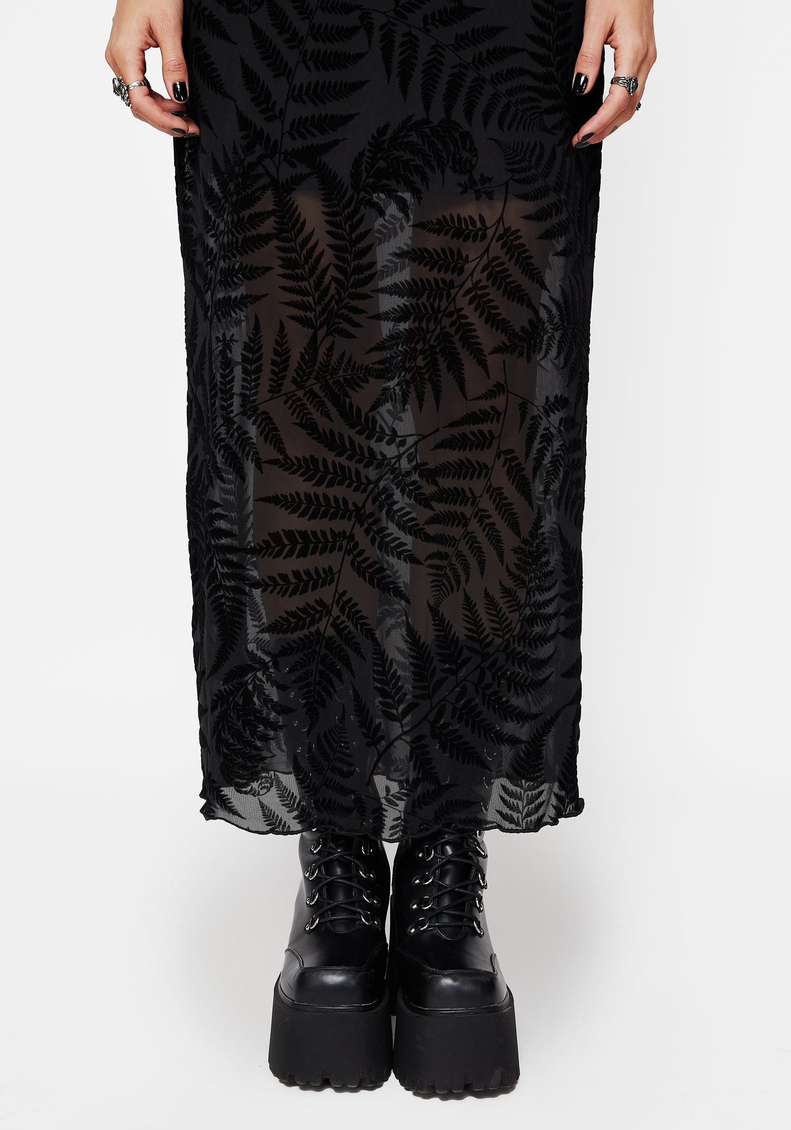 Lunafern Mesh Fern Leaf Midaxi Skirt