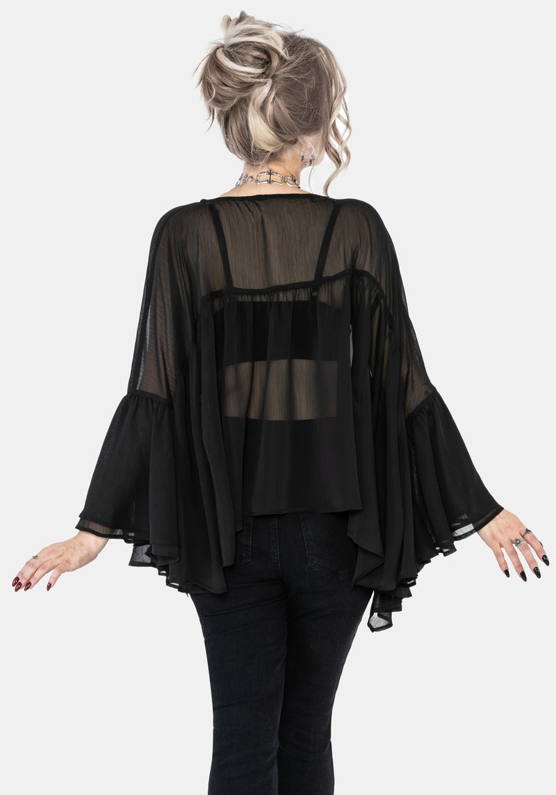 Noire Fluted Cuff Chiffon Blouse