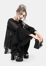 Noire Fluted Cuff Chiffon Blouse