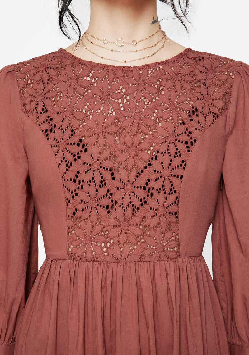 Cavern Cotton Broderie Button Up Midaxi Dress