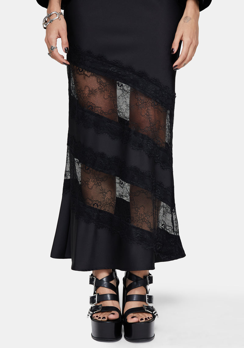 Onyx Lace Cut Out Maxi Skirt