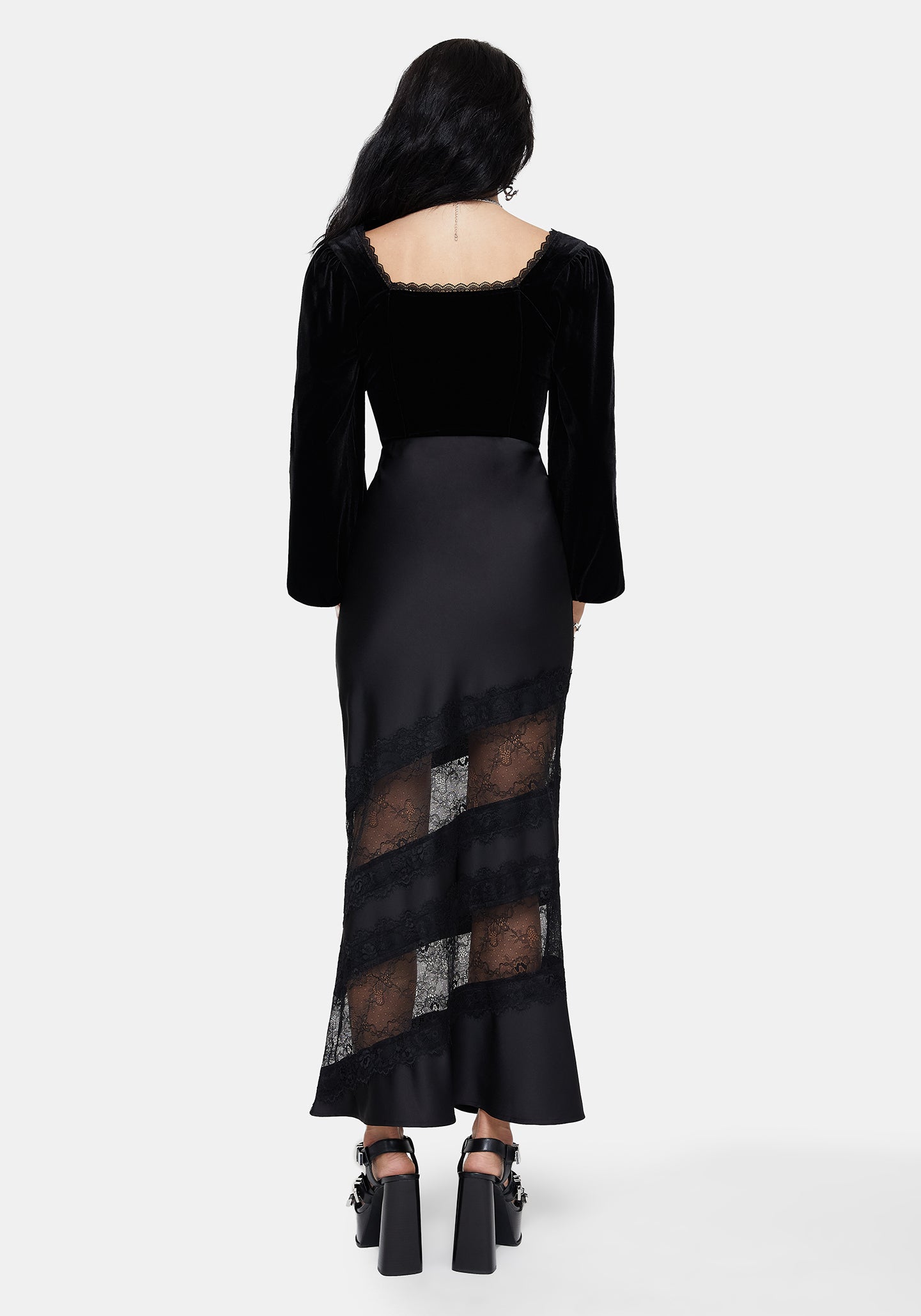 Onyx Lace Cut Out Maxi Skirt