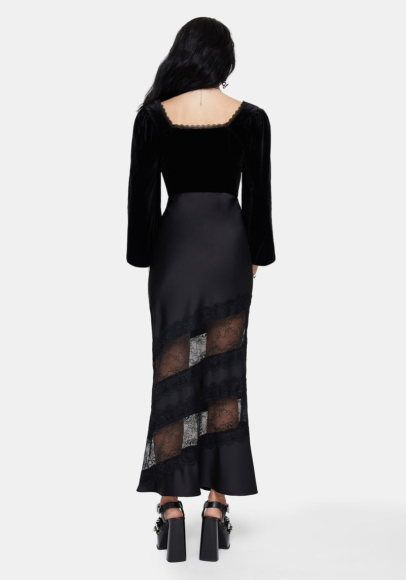 Onyx Lace Cut Out Maxi Skirt