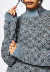Edna Cotton Leaf Ribbed Funnel Neck Jumper