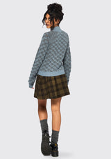 Edna Cotton Leaf Ribbed Funnel Neck Jumper