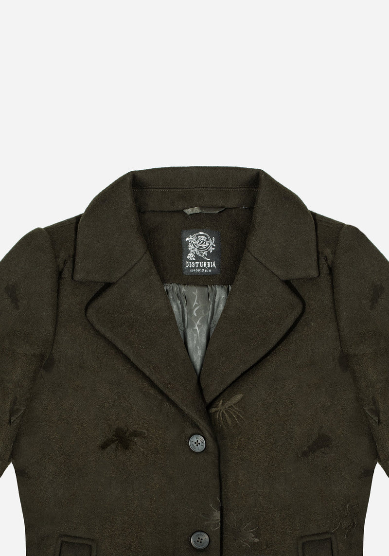 Evelyn Wool-Blend Bug Embossed Longline Coat