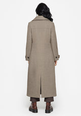 Valeria Floral Moth Embroidered Herringbone Longline Coat