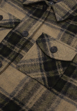 Trellis Hooded Pocket Check Shacket - Green