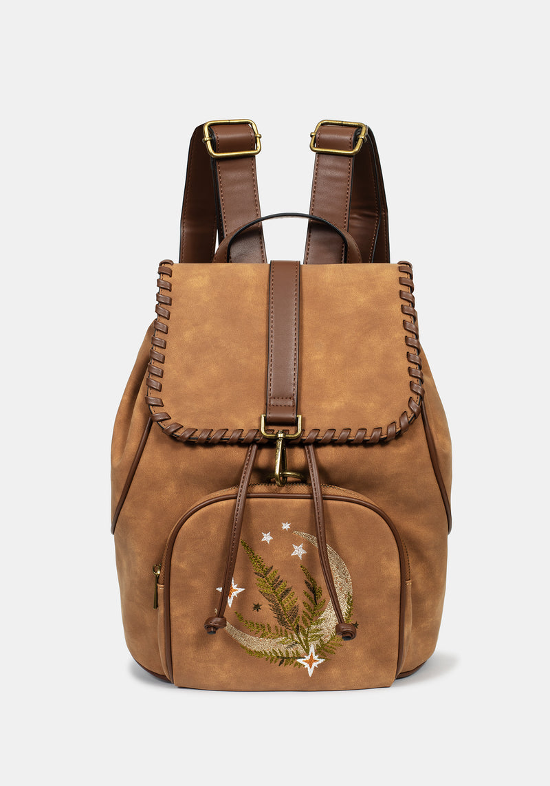 Moonlit Moon Embroidered Backpack