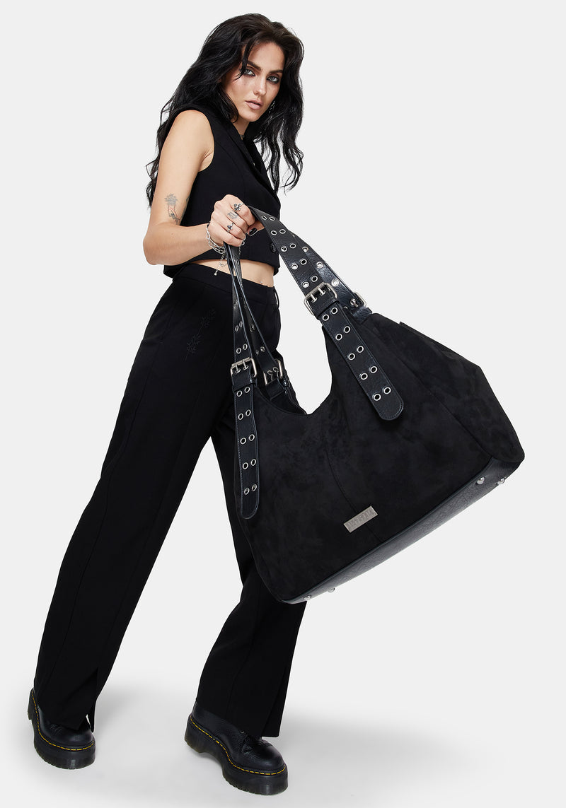 Ophelia Black Belted Shoulder Bag