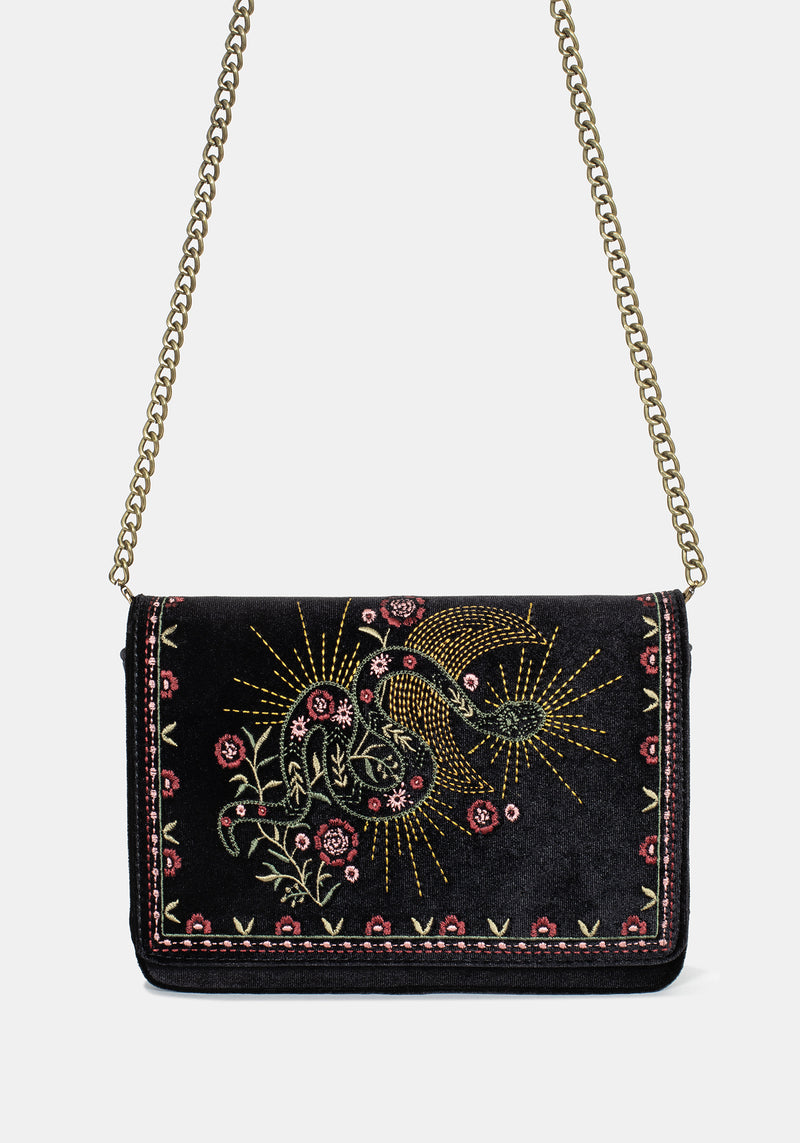 Kobra Snake Embroidered Crossbody Bag