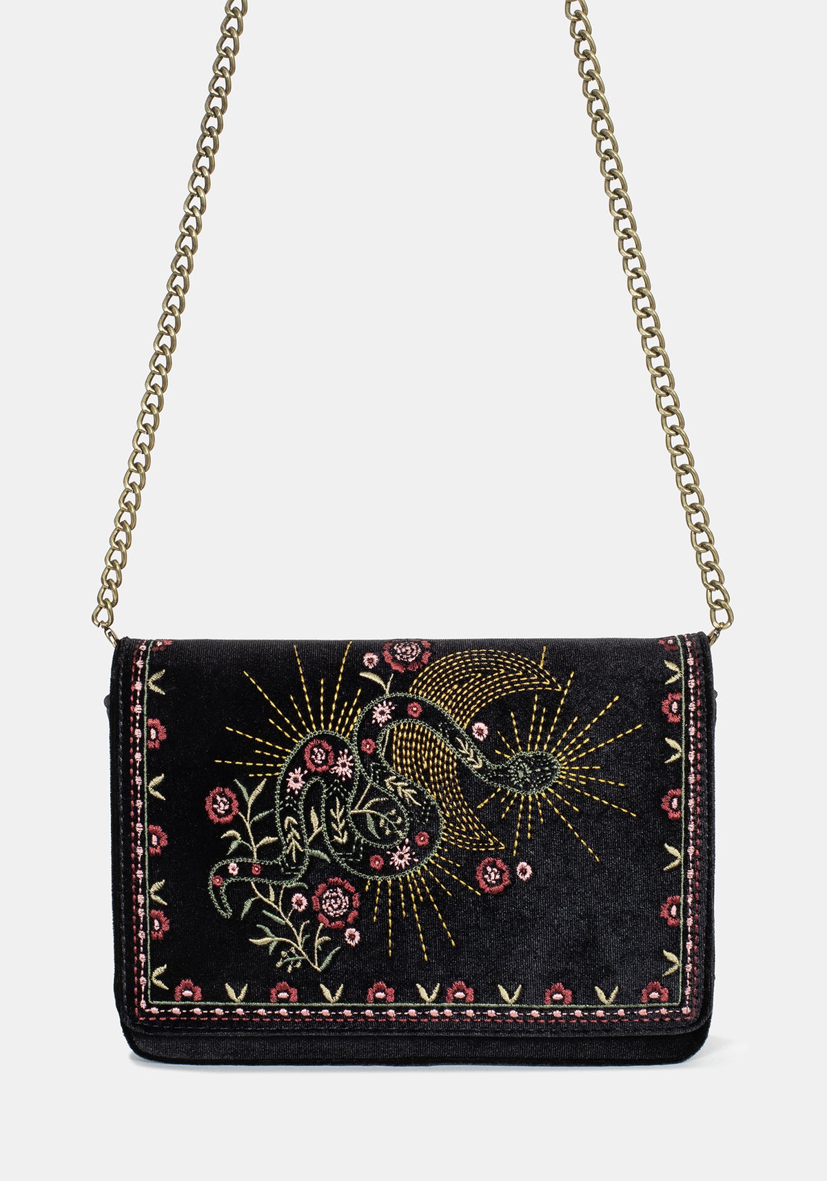 Kobra Snake Embroidered Crossbody Bag