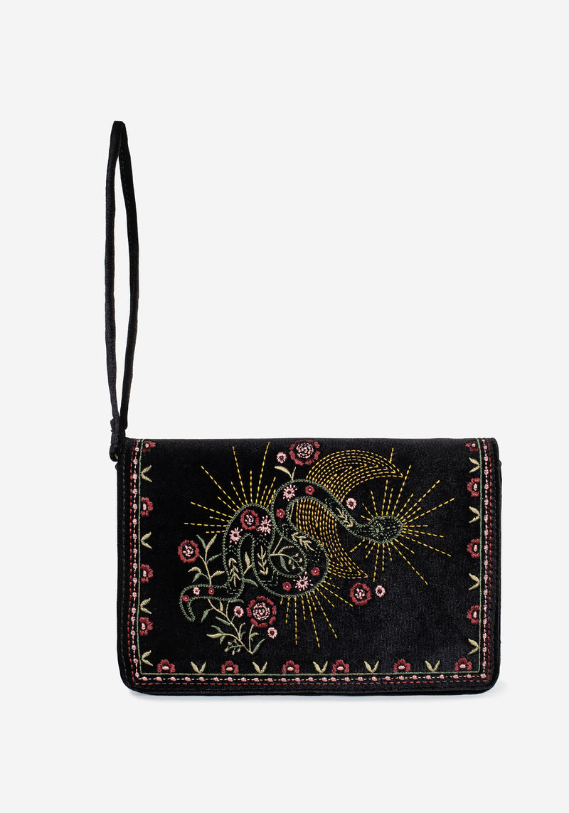 Kobra Snake Embroidered Crossbody Bag