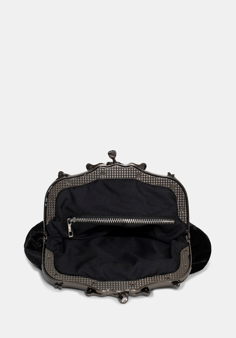 Despair Thistle Beaded Kiss Lock Pouch Bag