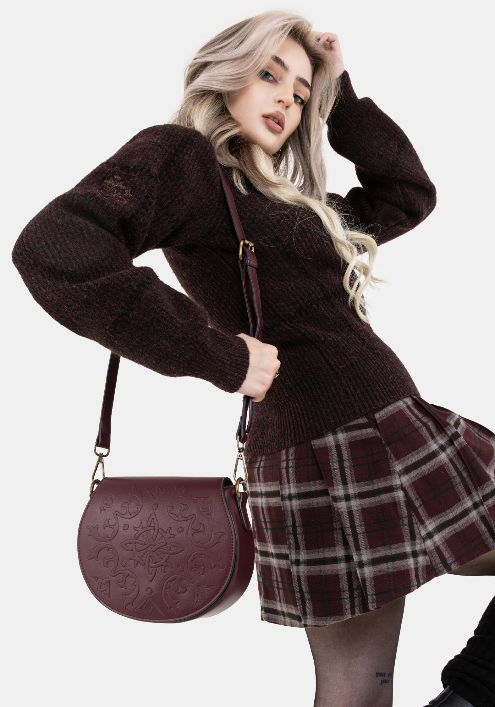 Nyelle Witches Knot Debossed Circle Bag