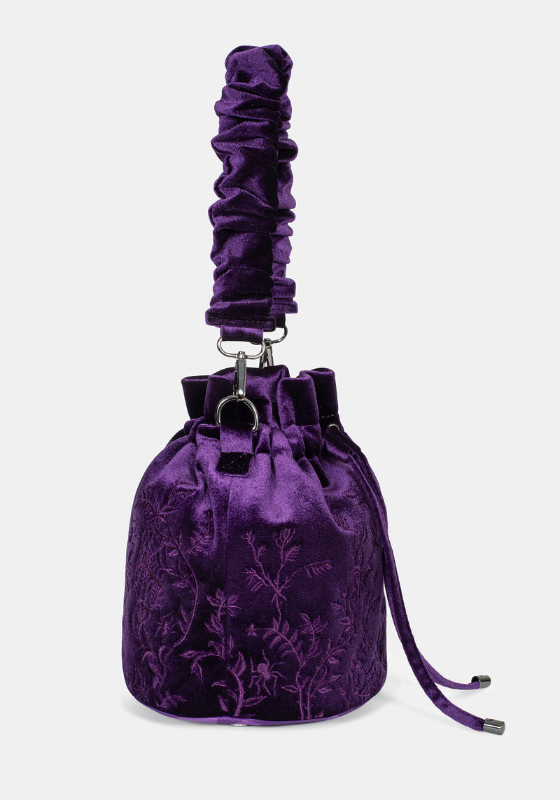 Tamsin Purple Velvet Bucket Bag