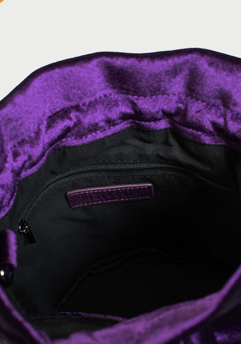Tamsin Purple Velvet Bucket Bag
