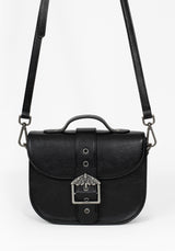 Rosamoth Buckle Crossbody Satchel Bag - Black