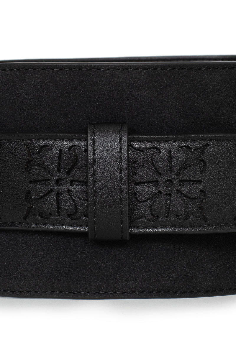 Eugenia Cross Cut Out Detail Faux Suede Waist Belt