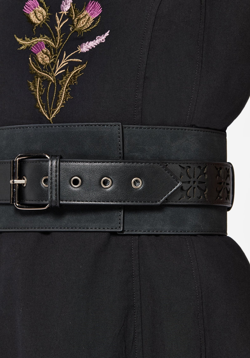 Eugenia Cross Cut Out Detail Faux Suede Waist Belt