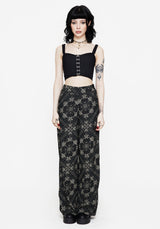Poem Moth Print Wide Leg Trousers