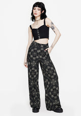 Poem Moth Print Wide Leg Trousers