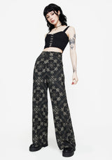 Poem Moth Print Wide Leg Trousers