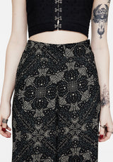 Poem Moth Print Wide Leg Trousers