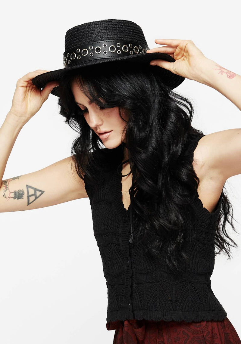 Banish Eyelet Belted Sun Hat