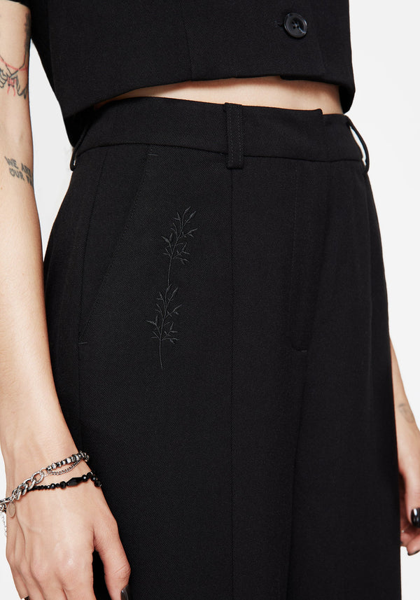 Thora Embroidered Front Split Tailored Trouser