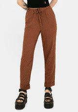 Soleil Cotton-Blend Check Tapered Trouser